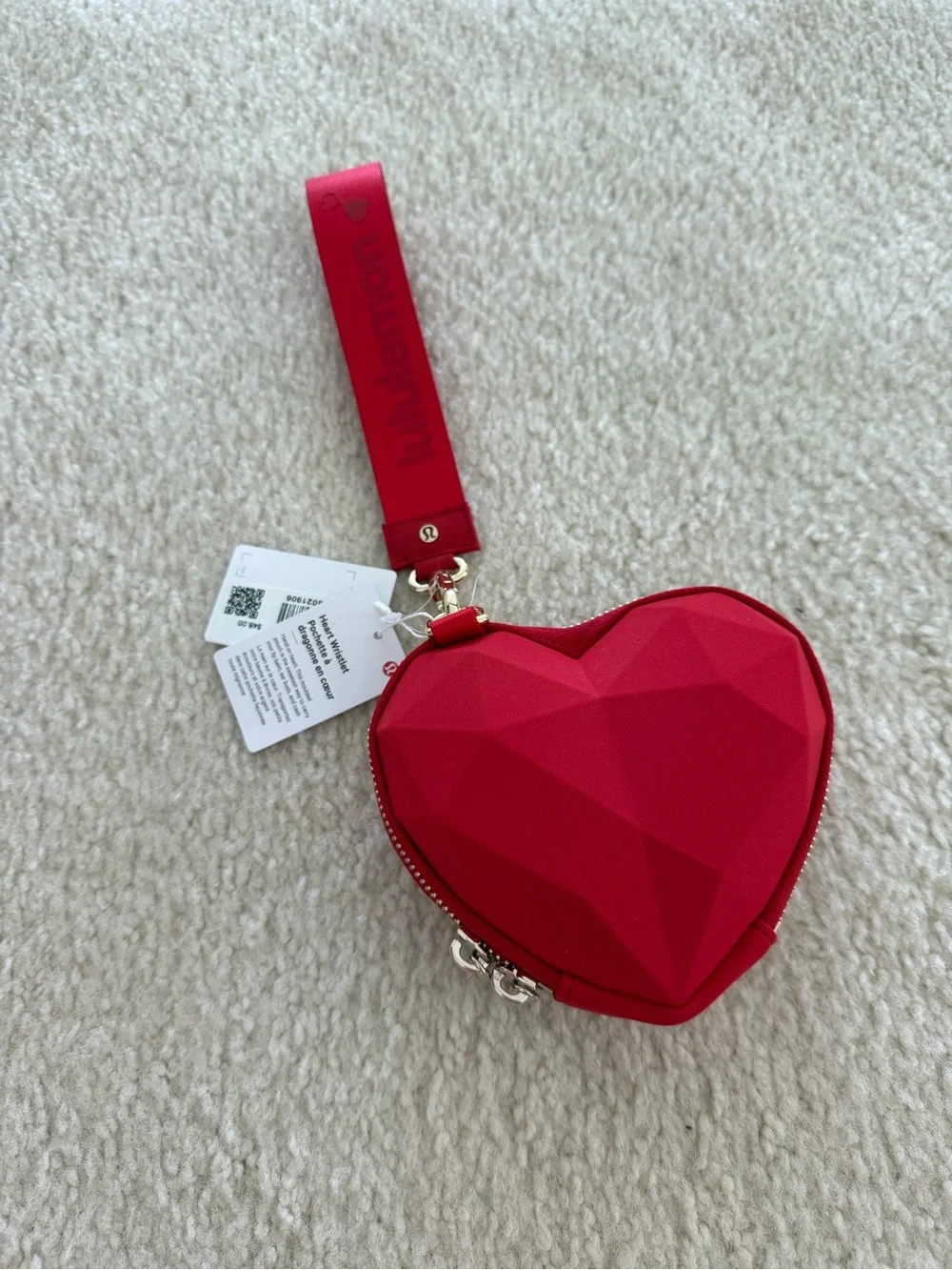 lululemon athletica Red Geometric Heart Wristlet